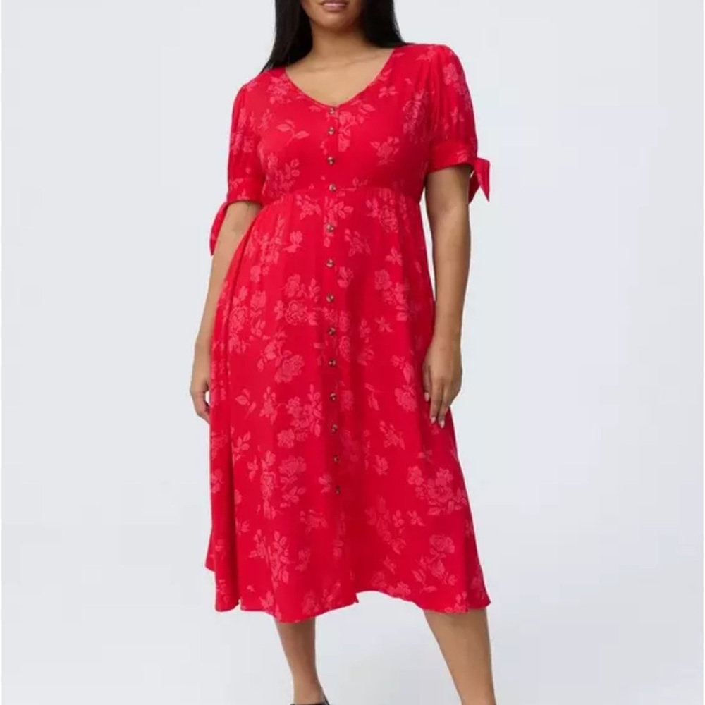 Button Down Challis Midi Dress